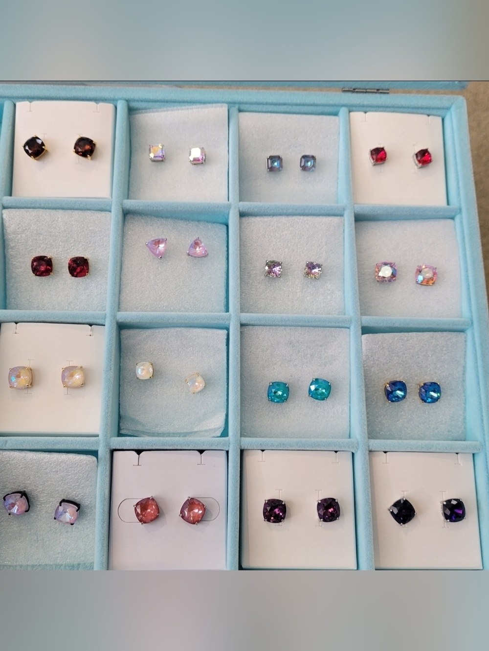 VHTF Origami Owl Swarovski Clara & Mini Clara Stud Earrings Most In Silver Set